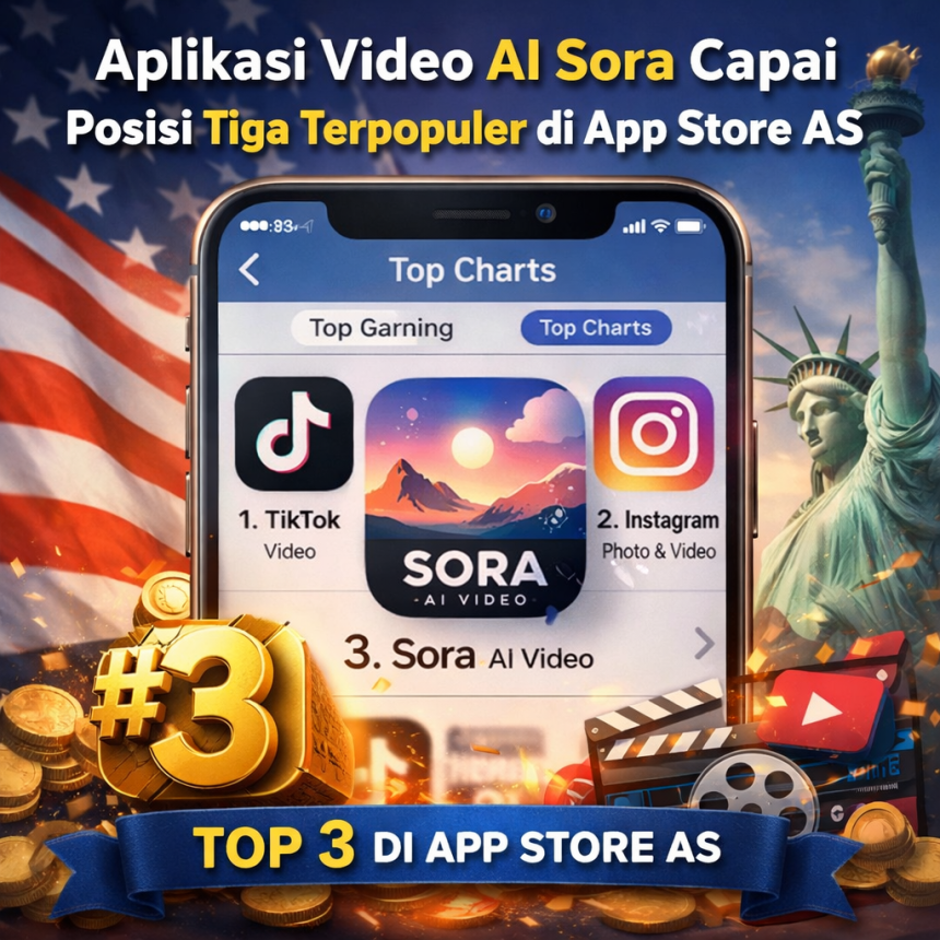 Aplikasi Video AI Sora Capai Posisi Tiga Terpopuler di App Store AS
