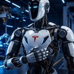 Robot Tesla Optimus di lini produksi massal era humanoid