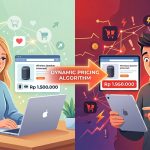 Ilustrasi perbandingan harga berbeda akun toko online pada aplikasi e-commerce