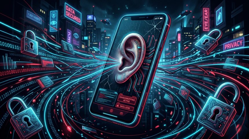 Ilustrasi smartphone dengarkan percakapan rahasia pengguna