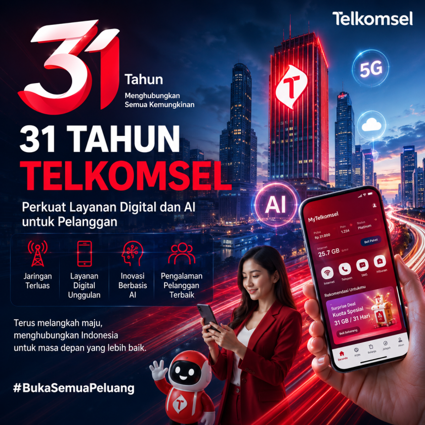 31 Tahun Telkomsel, Perkuat Layanan Digital dan AI untuk Pelanggan