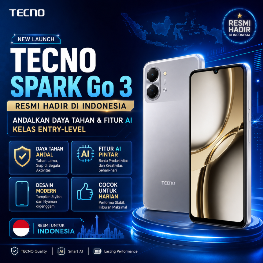 TECNO SPARK Go 3 Resmi Hadir di Indonesia, Andalkan Daya Tahan dan Fitur AI di Kelas Entry-Level